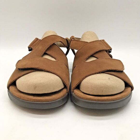 SAS Huggy All Day TriPad Comfort Sandals Women's 9.5M Carmel Leather Hook & Loop - Picture 2 of 12